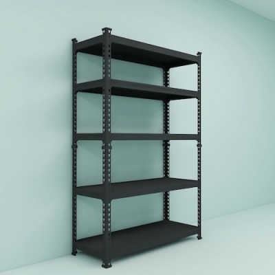 2-IN-1 Storage Rack 5 Level Metal Shelves 1800 H x 900L x 300 D (Black)