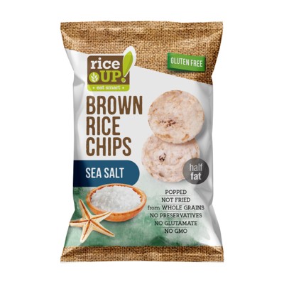 RICE UP- POPPED BROWN RICE CHIPS with SEA SALT 60g (24 Units Per Carton)
