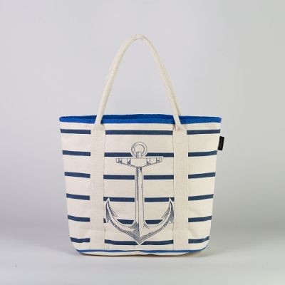 # RB 117 - TOSSA Fashion Cotton Bag/ Blue Anchor & Stripes  (25 Units Per Carton)