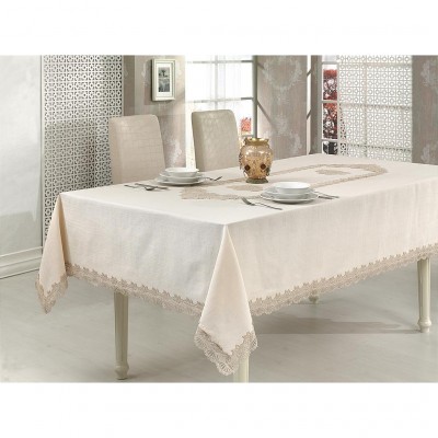 Riva Masa Ortusu - Nazik Table Cloth 160 cm x 260 cm (Beige)