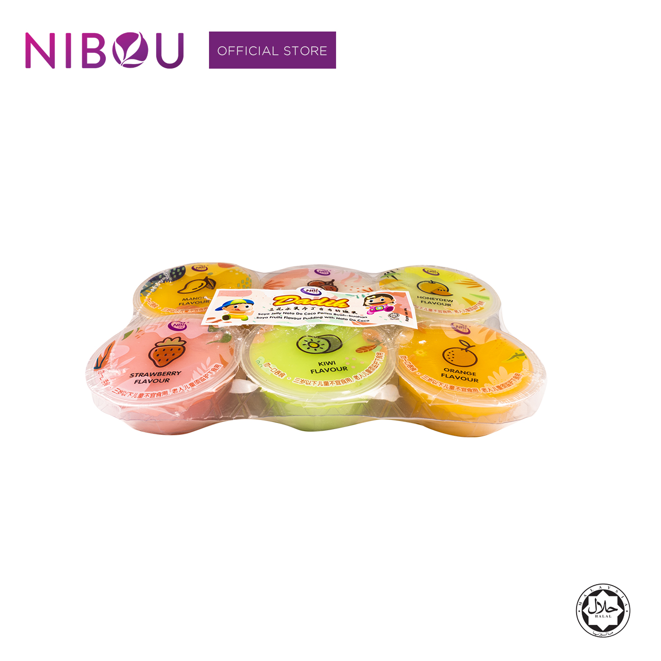 Nibou (NBI) DADIH Fruits Flavour Pudding with Nata De Coco Assorted (80gm x 6's x 18)
