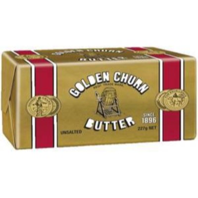 GOLDEN CHURN Foiled Wrapped UNSALTED Butter 227g Block (24 Units Per Carton)