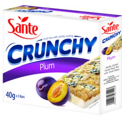 SANTE Crunchy Bar Plum with Vanilla Coating 5 x 40gm Box (40 Units Per Carton)