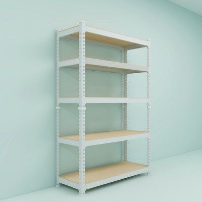 2-IN-1 Storage Rack 5 Level Wood Shelves 1800 H x 900L x 300 D (White)