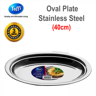 [TOFFI] 40cm Oval Plate Stainless Steel  Steam Fish  Seafood Plate (K8040)