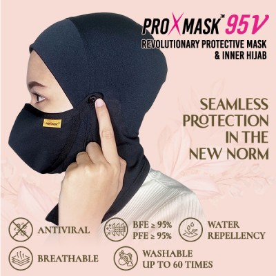 PROXMASK 95V Antiviral Reusable Face Mask With Inner Hijab - One Size