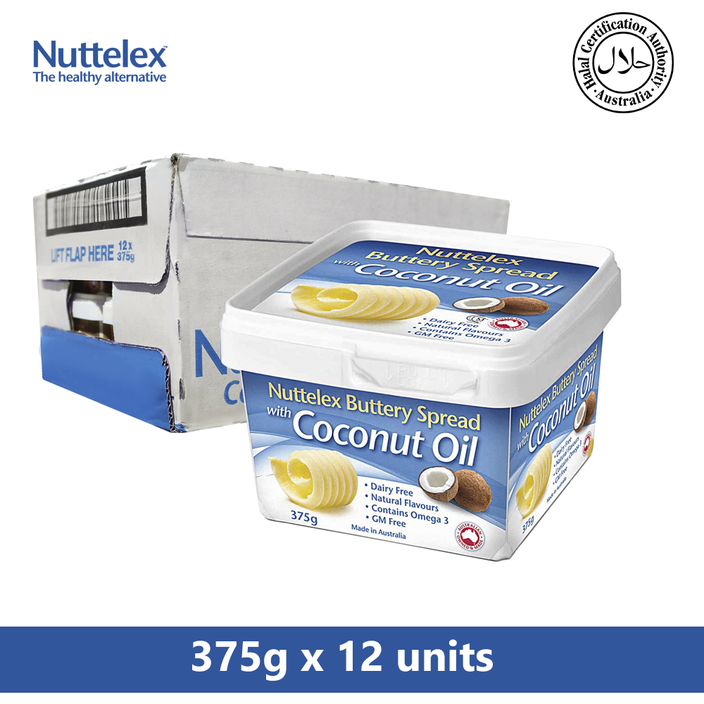 NUTTELEX MARGARINE SPREAD WITH COCONUT OIL 375G X 12