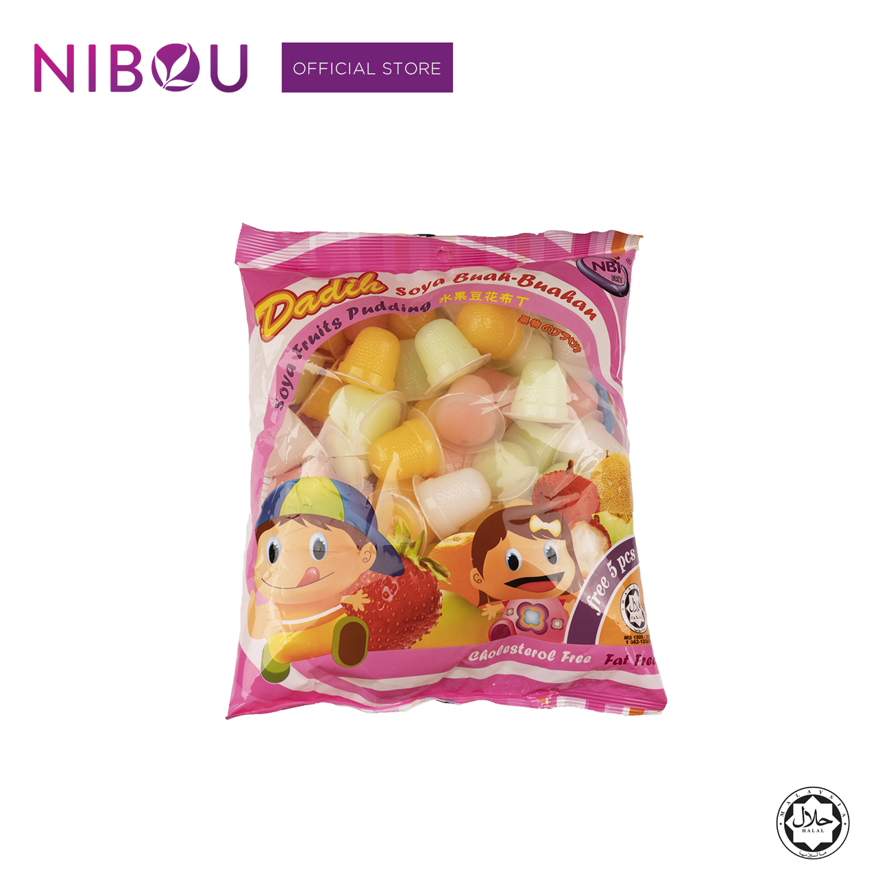 Nibou (NBI) DADIH Soya Fruits Pudding Assorted (Free 5 Pcs) (16gm x 45's x 12)