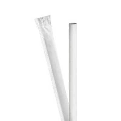 Hagen's 12mm Individually Wrapped White Paper Straw (carton x 10,000pcs)