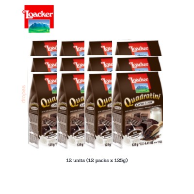 LOACKER Quadratini Cocoa & Milk 125g (12 Units Per Carton)
