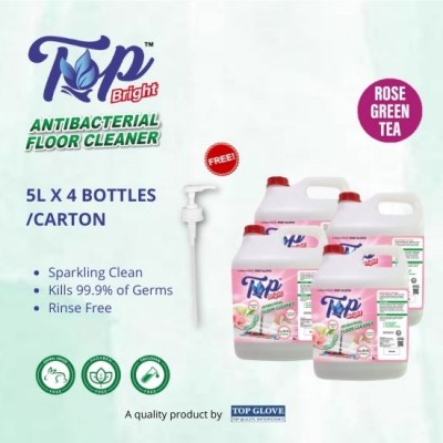 Top Bright Antibacterial Floor Cleaner Rose Green Tea 5L x 4