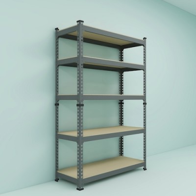 2-IN-1 Storage Rack 5 Level Wood Shelves 1800 H x 900L x 300 D (Black)