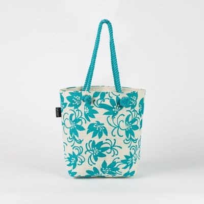 # AB 17 - TOSSA Fashion Jute Bag - floral print/blue (25 Units Per Carton)