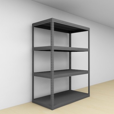 Warehouse Boltless Storage Rack 4 Level Metal Shelves 1800 H x 1200L x 600 D (Black)