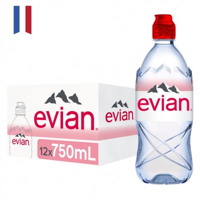 EVIAN Prestige Natural Mineral Water SPORTS Cap 750ml Bottle (12 Units Per Carton)