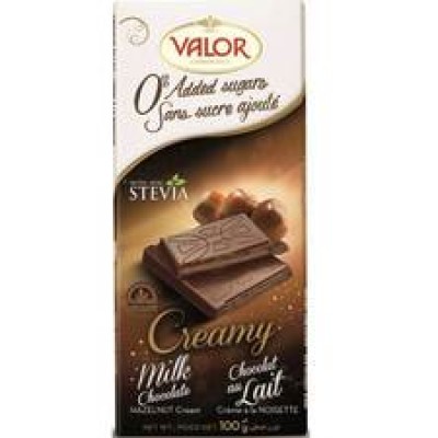 VALOR (0% Added Sugar) Milk Chocolate with Hazelnut Cream 100gm Pack (17 units perCarton) (17 Units Per Carton)