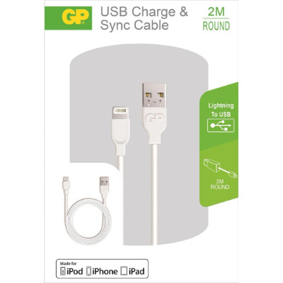 GP USB Cable 2M Lightning Cable 2M Round Apple GPCB21WE-2B1 (1 Units Per Outer)