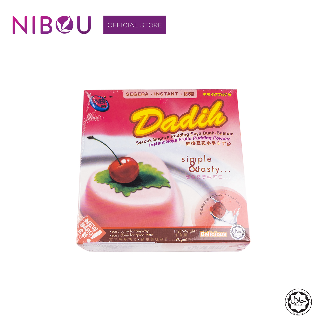 Nibou (NBI) DADIH Instant Soya Fruits Bandung Rose Pudding Powder (90gm X 24)