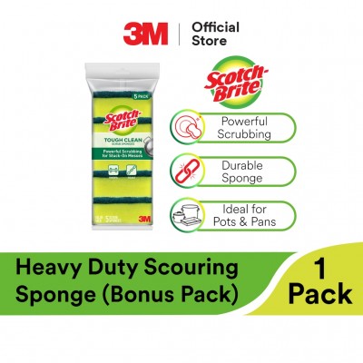3M Scotch Brite Heavy Duty Scouring Scrub Sponge - Multipurpose Household Kitchen Heavy Duty Cleaning Scrub (Bonus Pack)