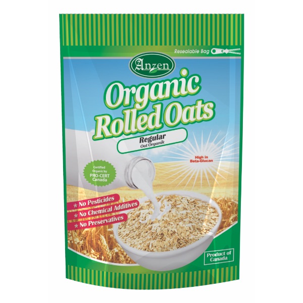 ANZEN Organic Rolled Oats - Regular 500gm Pack (12 Units Per Carton)