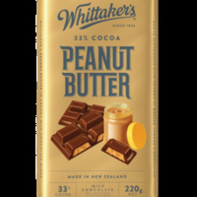 WHITTAKER'S Blocks Peanut Butter 220gm Pack (12 units perCarton) (12 Units Per Carton)