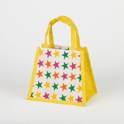 # RBK 11 YELLOW - TOSSA Jute Gift Bag/ Stars print (50 Units Per Carton)