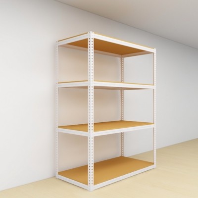 Warehouse Boltless Storage Rack 4 Level Wood Shelves 1800 H x 1200L x 600 D (White)