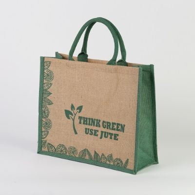 # RB 109 - TOSSA Jute Shopping Bag - floral print/green (60 Units Per Carton)
