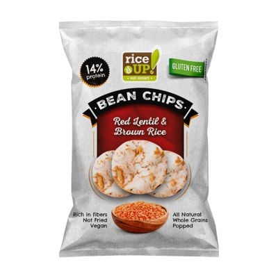 RICEUP - POPPED BROWN RICE CHIPS with RED LENTIL 60g (24 Units Per Carton)