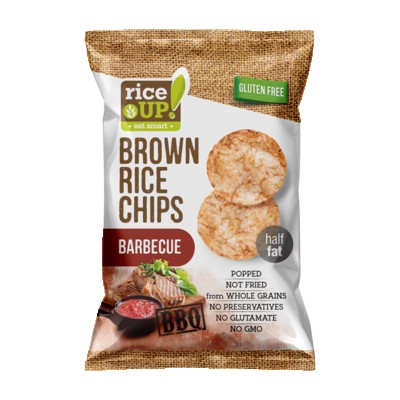 RICE UP- POPPED BROWN RICE CHIPS with BARBEQUE 60g (24 Units Per Carton)