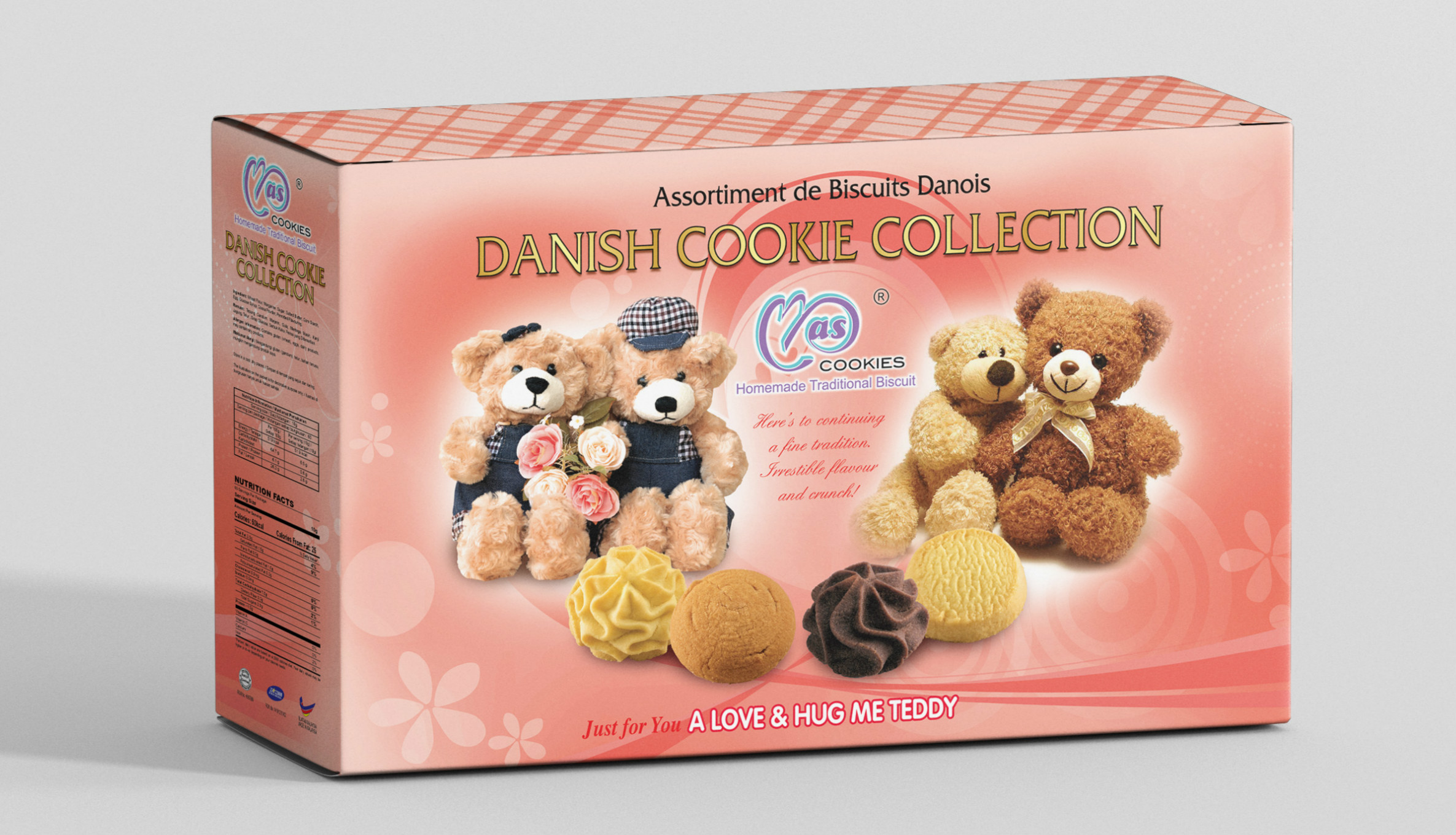 Mas Bear Danish Cookies 2 in 1 Box (Pink Box) (6 Units Per Carton)