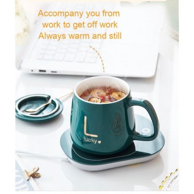 Green Intelligent Constant Temperature   Heating Coaster Set Coffee Cup and Saucer