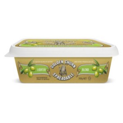 GOLDEN CHURN Tub Range Spreadable Lighter Butter with Extra Virgin Olive Oil 200g Box (24 Units Per Carton)