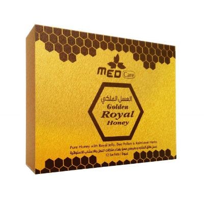 Med Care Golden Royal Honey VIP 10g X 24 Sachets, Wooden Box (50 Units Per Carton)