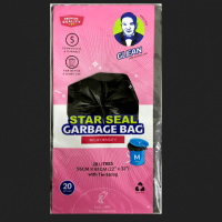 Glean M Size Star Seal Leakage Proof Garbage Bag 20pcs 28L Black Trash Bag with String
