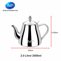 [TOFFI] 2.0L Coffee  Tea Pot with Strainer Stainless Steel  Tehko Bekas Kopi  Teh + Penapis- Hotel Standard (B8820)
