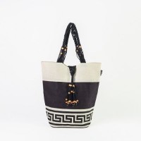 # AB 2 - TOSSA Fashion Jute Bag - Swastk print   Natural (500 gm Per Unit)