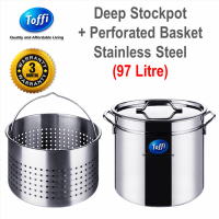 [TOFFI] 97 Litre Stockpot with Perforated Basket Stainless Steel  Heavy Duty (C3748)