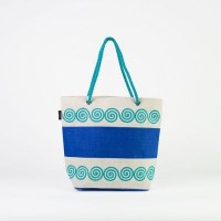 # AB 6 - TOSSA Fashion Jute Bag - Kolga print  blue (400 gm. Per Unit)
