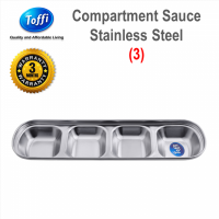 [TOFFI] 3 Compartment Sauce Plate Stainless Steel (K4303)
