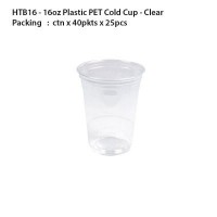 16oz PET plastic clear cup  95mm (1000 Units Per Carton)
