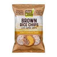 RICEUP POPPED BROWN RICE CHIPS with SUPER SEEDS - MILLET & SUNFLOWER SEEDS 60g (24 Units Per Carton)