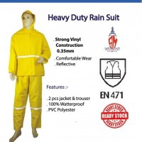 Heavy Duty Rain Suit    Rain Wear Yellow with Reflective