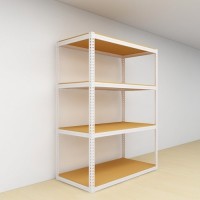 Warehouse Boltless Storage Rack 4 Level Wood Shelves 2100 H x 1200L x 600 D (White)