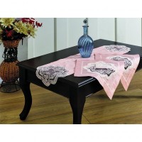 Tual Yatak Odasi Takimi (Pudra) - Nazik 3 Pieces Table Cloth Set (Pink)