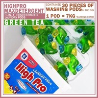 [READY STOCK] Highpro Detergent Pods 3 in 1 Laundry Care GREEN TEA SCENTED (30 PIECES per BOX)