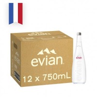 EVIAN Aramis Pure Natural Mineral WaterGLASS 750ml Bottle (12 Units Per Carton)