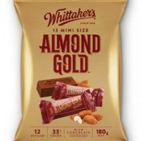 WHITTAKER'S Share Bags Almond Gold 180gm Pack (12 units perCarton) (12 Units Per Carton)