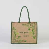 # AB 53 - TOSSA Jute Shopping Bag - floral print/green (50 Units Per Carton)