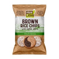 RICEUP POPPED BROWN RICE CHIPS with SUPER SEEDS - CHIA & QUINOA 60g (24 Units Per Carton)